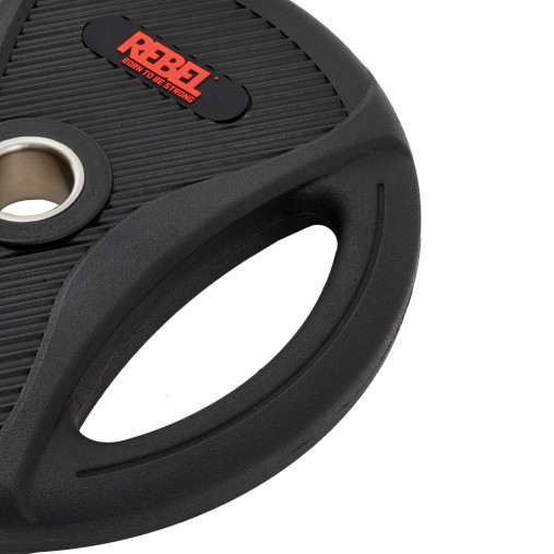Диск олимпийский обрезиненный с двумя хватами 25 кг REBEL Диск олимпийский обрезиненный с двумя хватами 25 кг REBEL