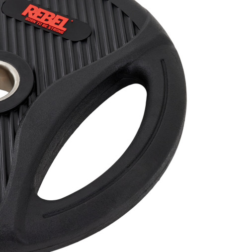 Диск олимпийский обрезиненный с двумя хватами 20 кг REBEL Диск олимпийский обрезиненный с двумя хватами 20 кг REBEL