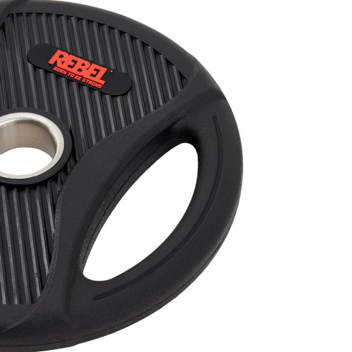 Диск олимпийский обрезиненный с двумя хватами 10 кг REBEL Диск олимпийский обрезиненный с двумя хватами 10 кг REBEL