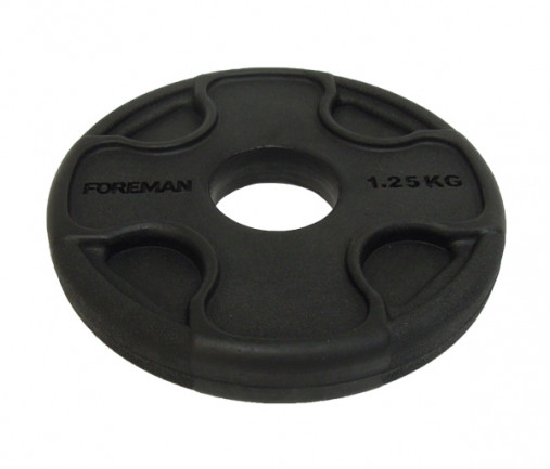 Олимпийский обрезиненный диск FOREMAN PRR 1,25 кг, черный Олимпийский обрезиненный диск FOREMAN PRR 1,25 кг, черный
