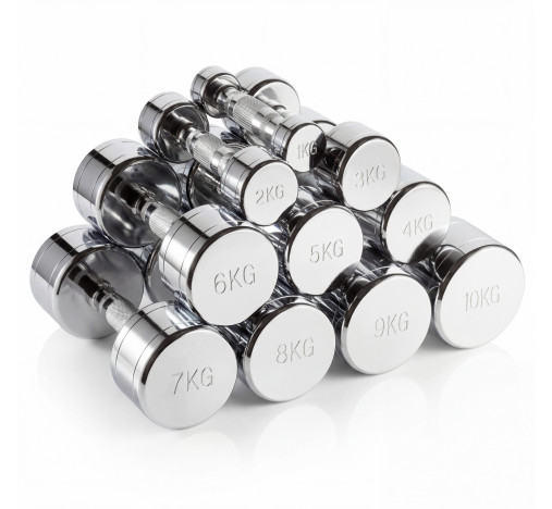 Набор гантелей хром (пары) от 1-10 кг VictoryFit VF-SET110-CR