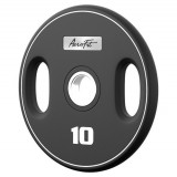 Олимпийский полиуретановый диск AeroFit 10 кг, черный, с 2-мя хватами